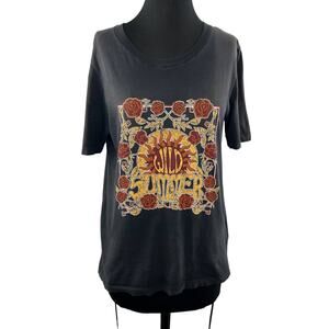 SANDRO Black Orange Floral Wild Summer Cotton Women's Short Sleeve Graphic Tee M